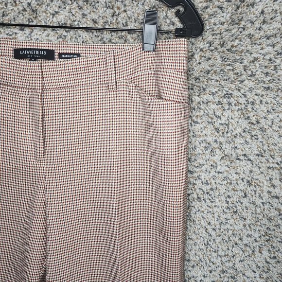 Lafayette 148 Manhattan Pants Womens 10 Houndstooth Flat Front Career Ladies - Picture 2 of 8